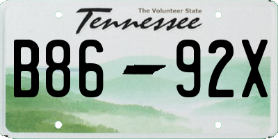 TN license plate B8692X