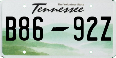 TN license plate B8692Z