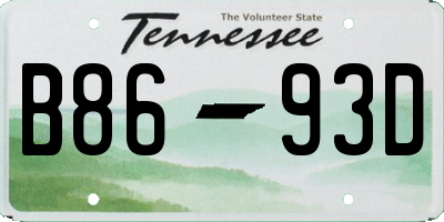 TN license plate B8693D
