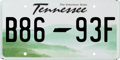 TN license plate B8693F