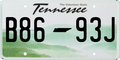 TN license plate B8693J