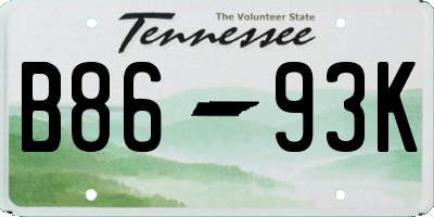 TN license plate B8693K