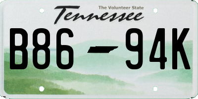 TN license plate B8694K