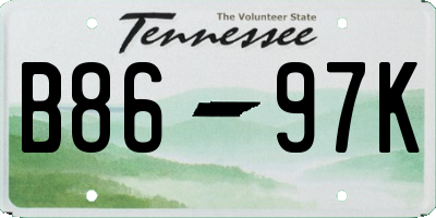 TN license plate B8697K