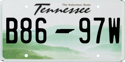 TN license plate B8697W
