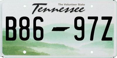 TN license plate B8697Z