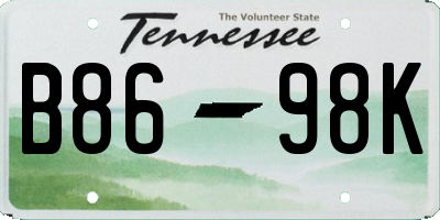 TN license plate B8698K