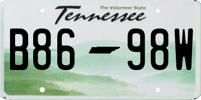 TN license plate B8698W
