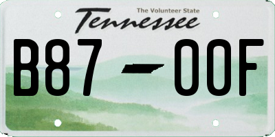TN license plate B8700F