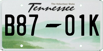 TN license plate B8701K