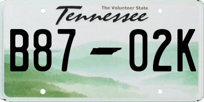 TN license plate B8702K