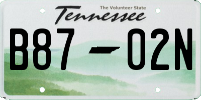 TN license plate B8702N