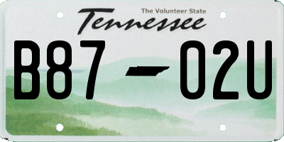 TN license plate B8702U