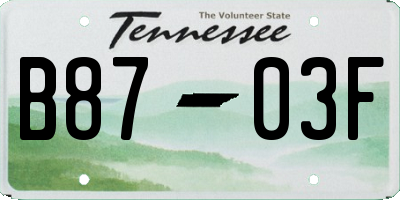 TN license plate B8703F