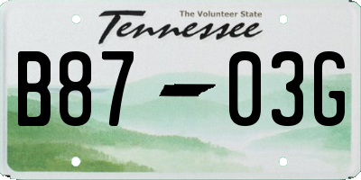 TN license plate B8703G