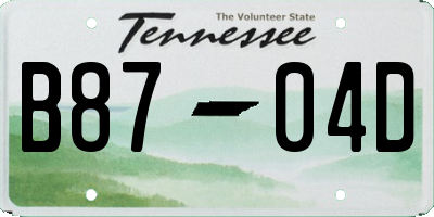 TN license plate B8704D