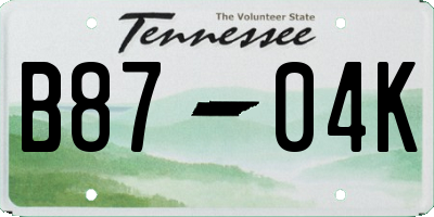 TN license plate B8704K