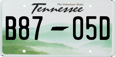 TN license plate B8705D