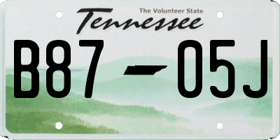 TN license plate B8705J