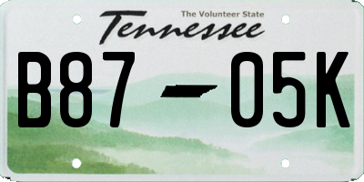 TN license plate B8705K