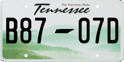 TN license plate B8707D