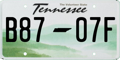 TN license plate B8707F