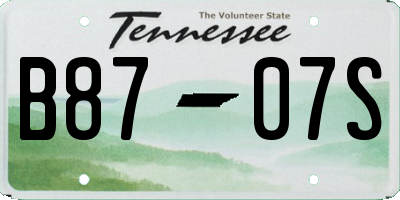 TN license plate B8707S