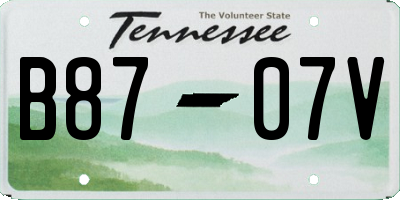 TN license plate B8707V