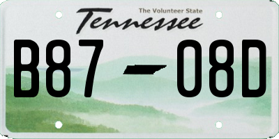 TN license plate B8708D