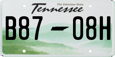 TN license plate B8708H