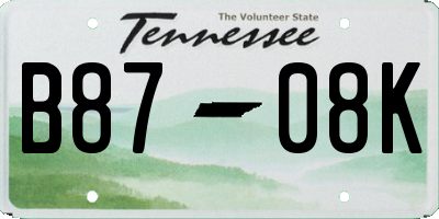 TN license plate B8708K