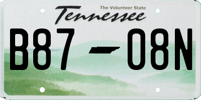 TN license plate B8708N