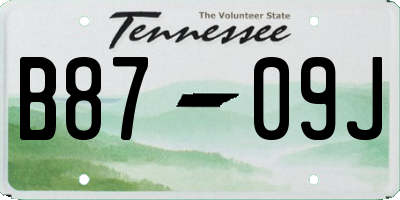 TN license plate B8709J