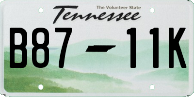 TN license plate B8711K