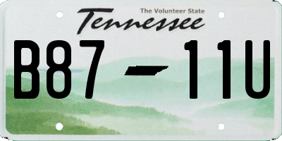 TN license plate B8711U