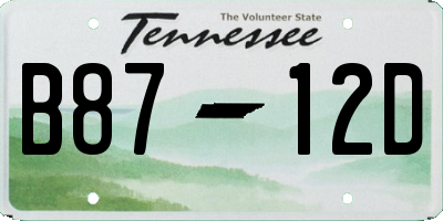 TN license plate B8712D