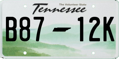 TN license plate B8712K