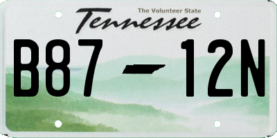 TN license plate B8712N