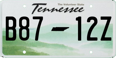 TN license plate B8712Z