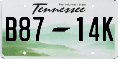 TN license plate B8714K