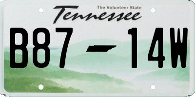 TN license plate B8714W