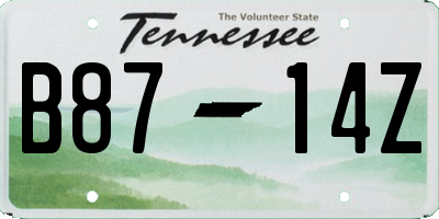 TN license plate B8714Z