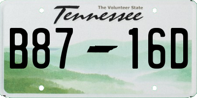 TN license plate B8716D
