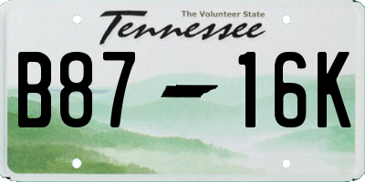 TN license plate B8716K