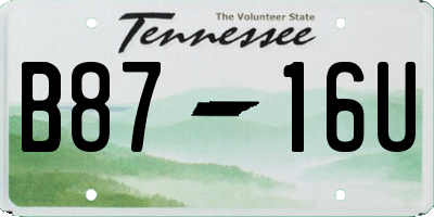 TN license plate B8716U
