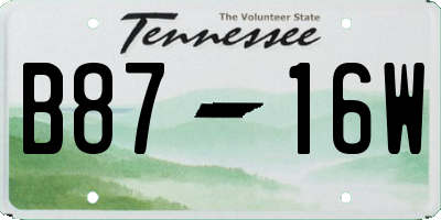 TN license plate B8716W