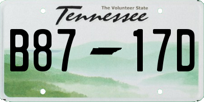 TN license plate B8717D