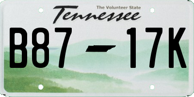 TN license plate B8717K