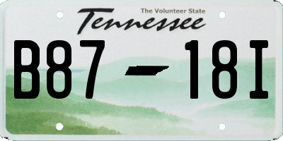 TN license plate B8718I
