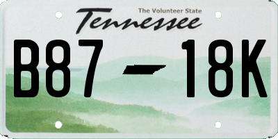 TN license plate B8718K